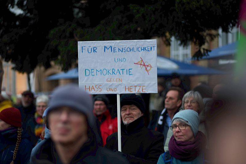Demonstration gegen Rechtsextremismus, Flensburg, Februar 2024. / Foto: Willi Schewski, imago