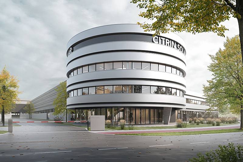 Entwurf des geplanten neuen Firmensitzes von CitrinSolar. / Illustration: Hinterschwepfinger Projekt GmbH
